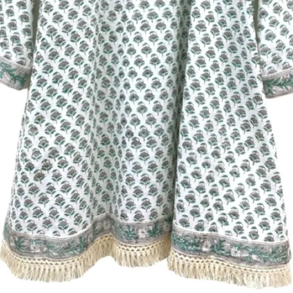 Sur La Vague Lauren Tunic Coverup Kaftan Dress with Fringe detailing - Picture 3 of 5